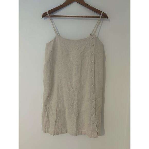 NWT Abercrombie Fitch Button Front Dress Tan Linen Cotton Blend M Tall Skort MT - Picture 1 of 10